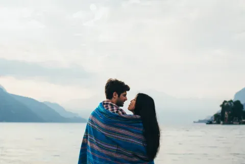 Couple looking at each other