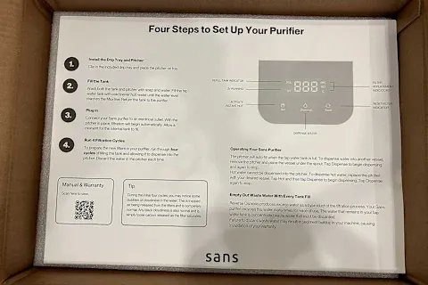 instructions for how to use the sans water purifier