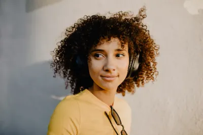 Woman Listening to Headphones 