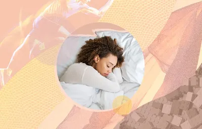 Collage of a Young Woman Sleeping In Bed