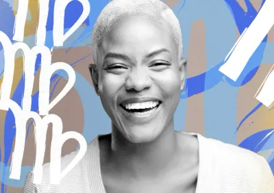 woman smiling with zodiac signs