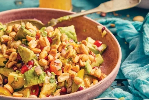 This Refreshing One-Bowl Peanut-Avocado Chaat Salad Packs A Citrus Twist