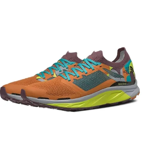 North Face orange trail running shoe yellow sole North Face orange trail running shoe yellow sole