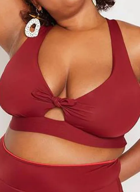 ruby red bathing suit top with front tie detail ruby red bathing suit top with front tie detail