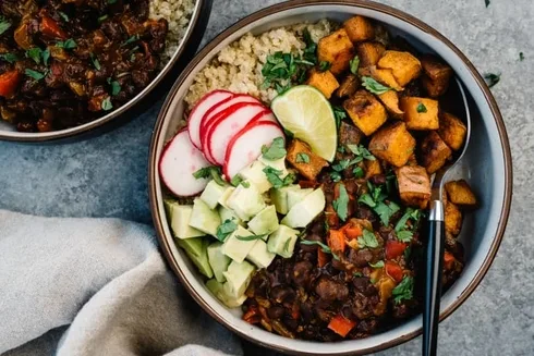 Plant Based Meal with Sweet Potatoes, Avocados, Quinoa, and Black Beans Plant Based Meal with Sweet Potatoes, Avocados, Quinoa, and Black Beans